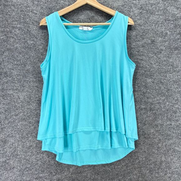 New Paperdolls Top Womens L Mint Layered Sleeveless Round Neck Rayon Wide Strap - Picture 1 of 11